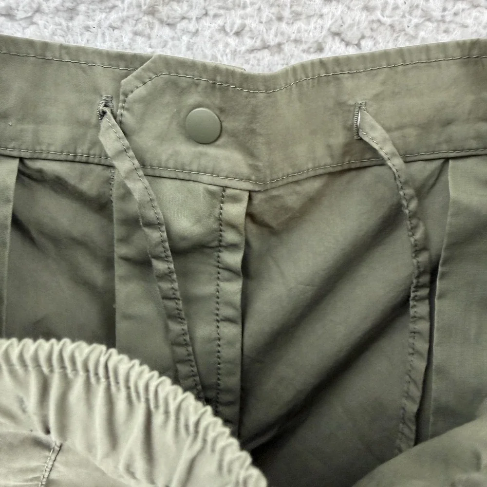 Uniqlo Cargo Pants Mens XL Y2K Green Relaxed Fit Canvas Elastic Parachute Baggy